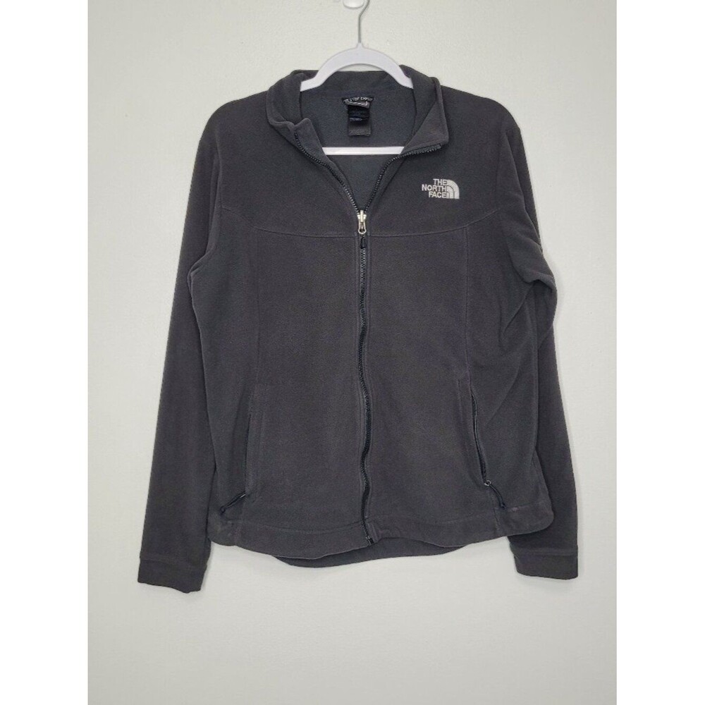The North Face Black Fleece Zip up jacket with White Logo size large 2010s